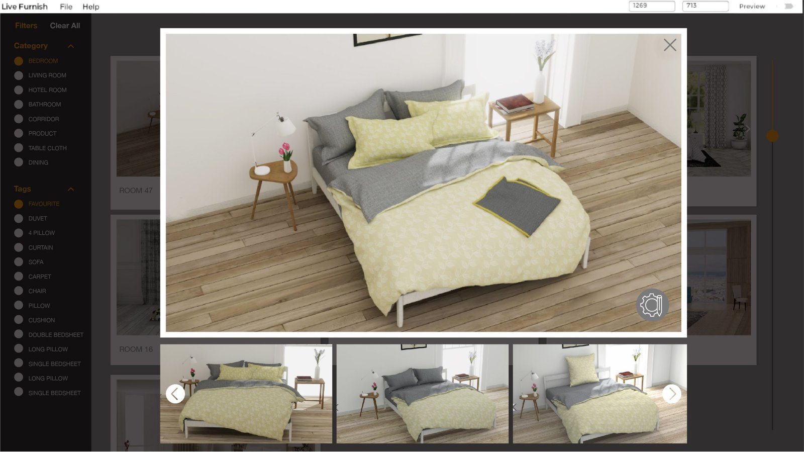 Selection of a room view- options