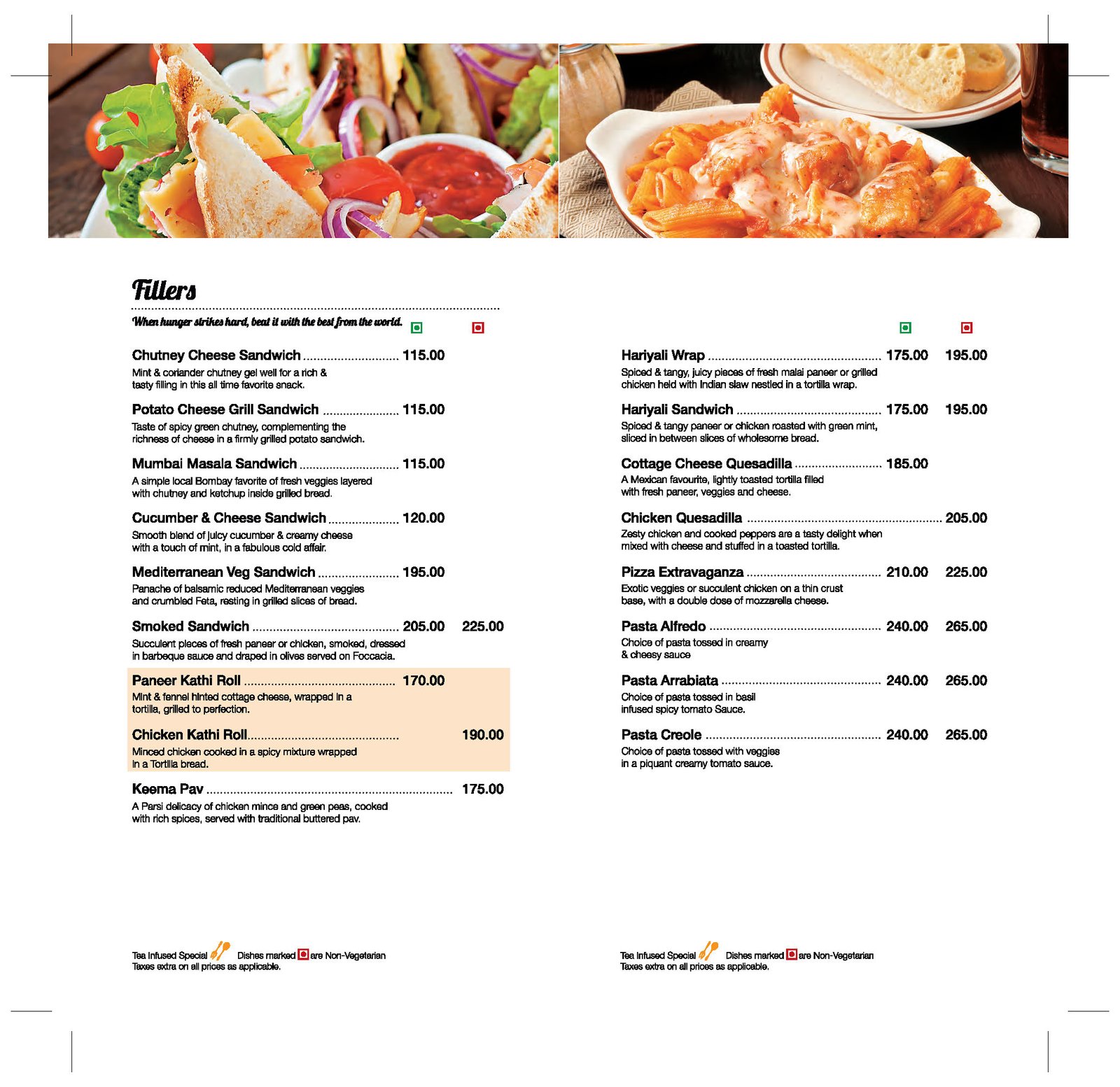 Eats menu inside pages