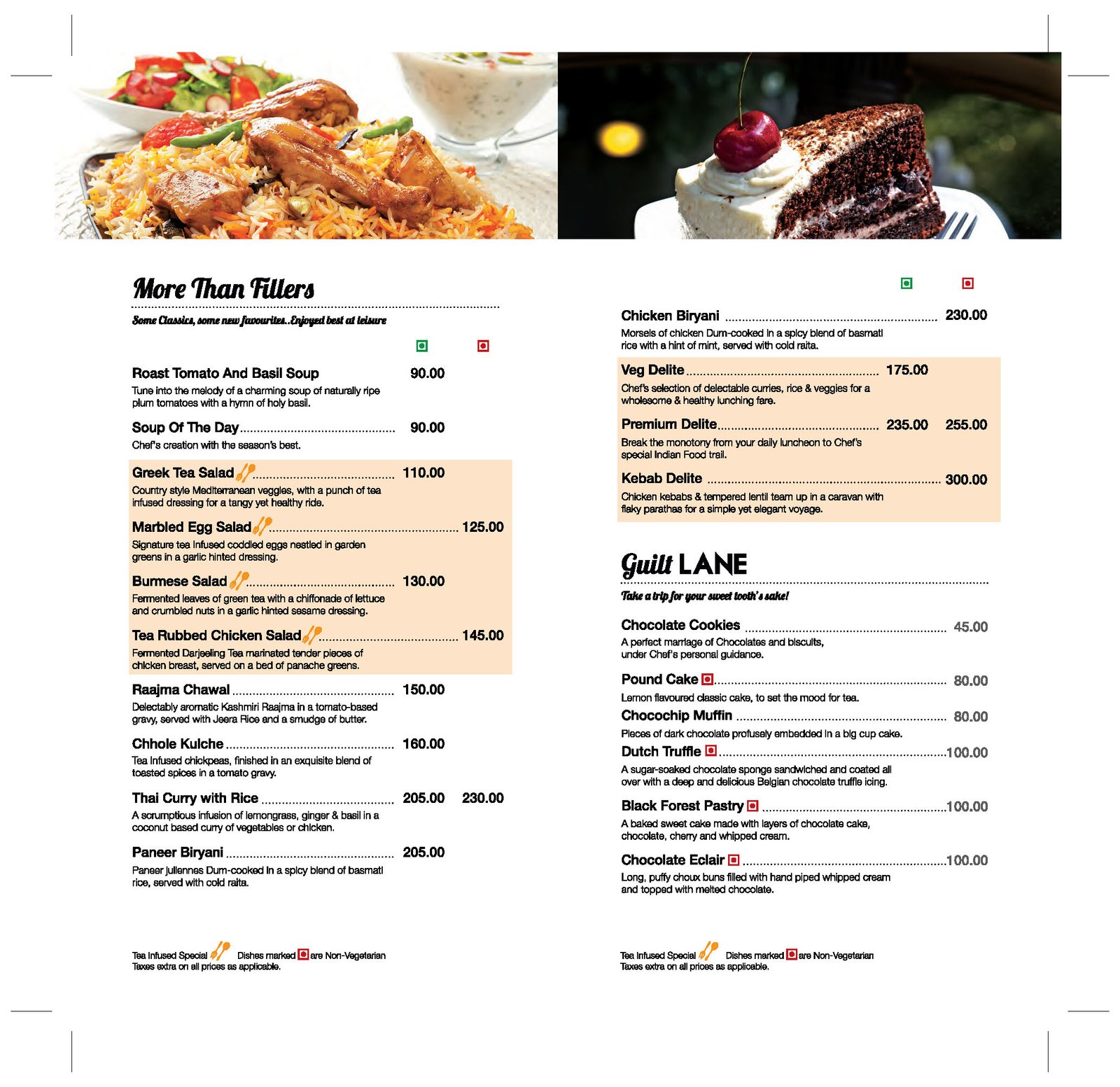 Eats menu inside pages